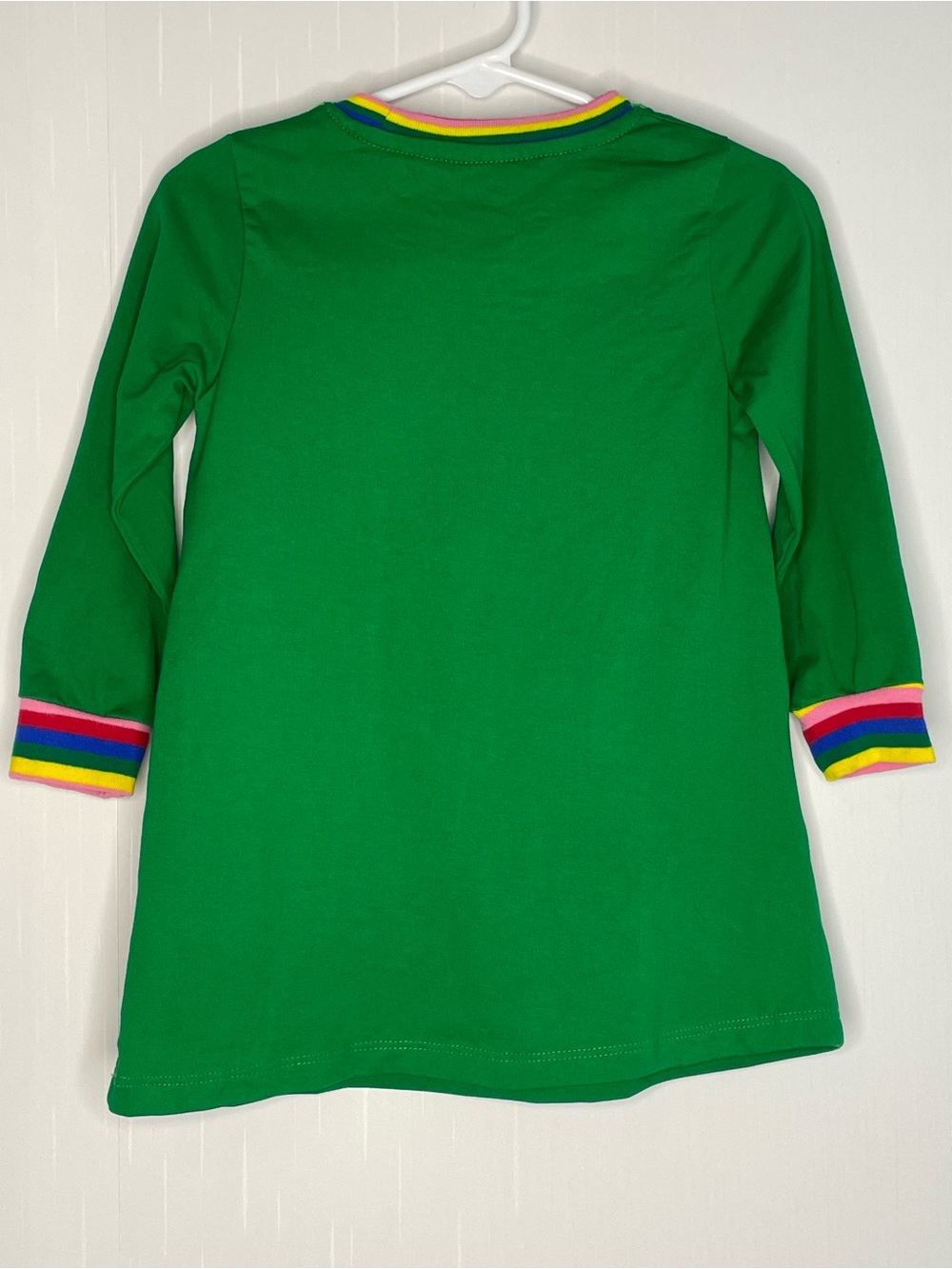 Green Kids Dress with Playful Cat Appliqués Crewneck LS 2Y - Picture 6 of 11